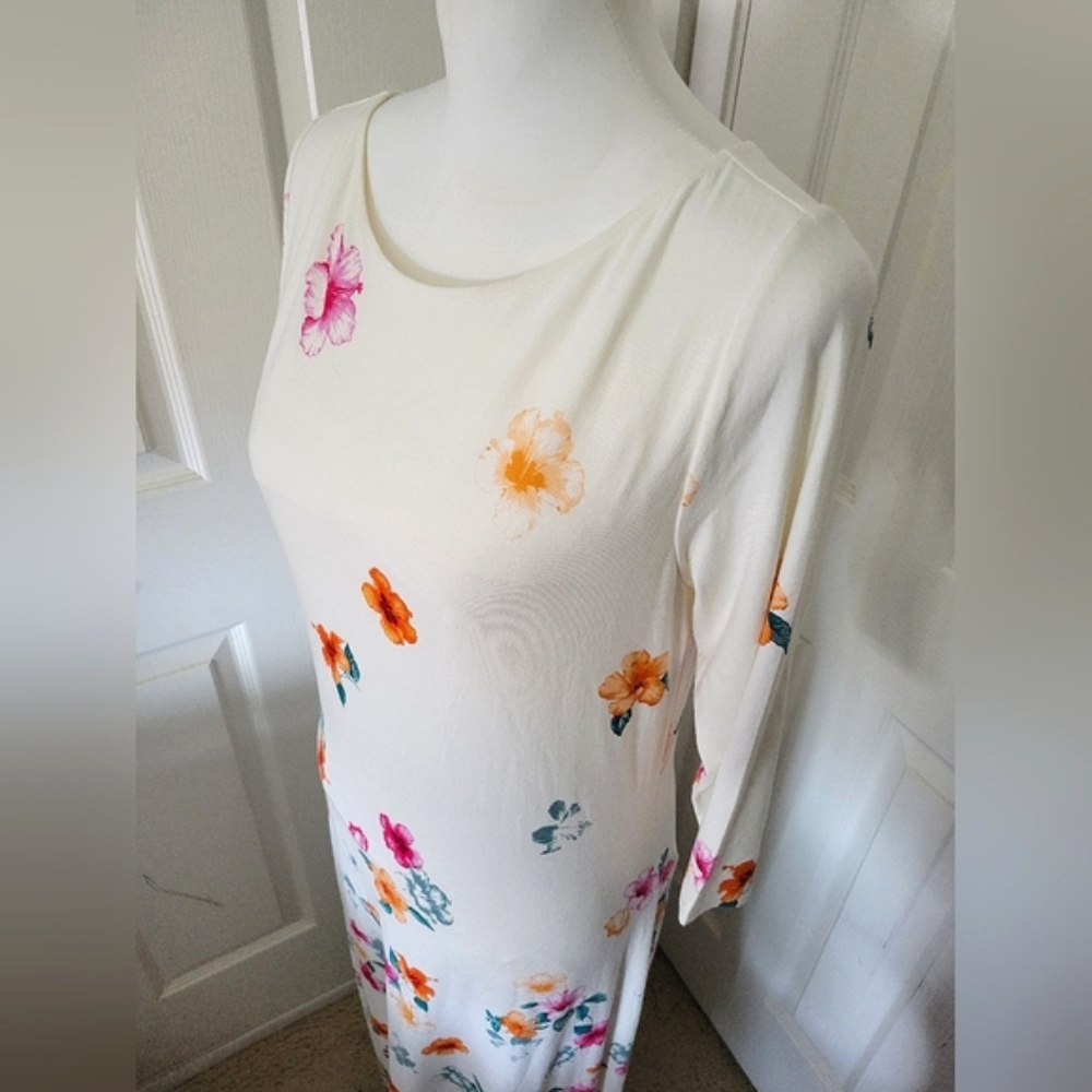 ✨️HP✨️Tommy Bahama | NWOT Pretty Cream/Floral 3/4 Sleeve Maxi Dress (SIZE M) - Picture 7 of 13